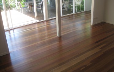 Satin Waterbase on mixed hardwood